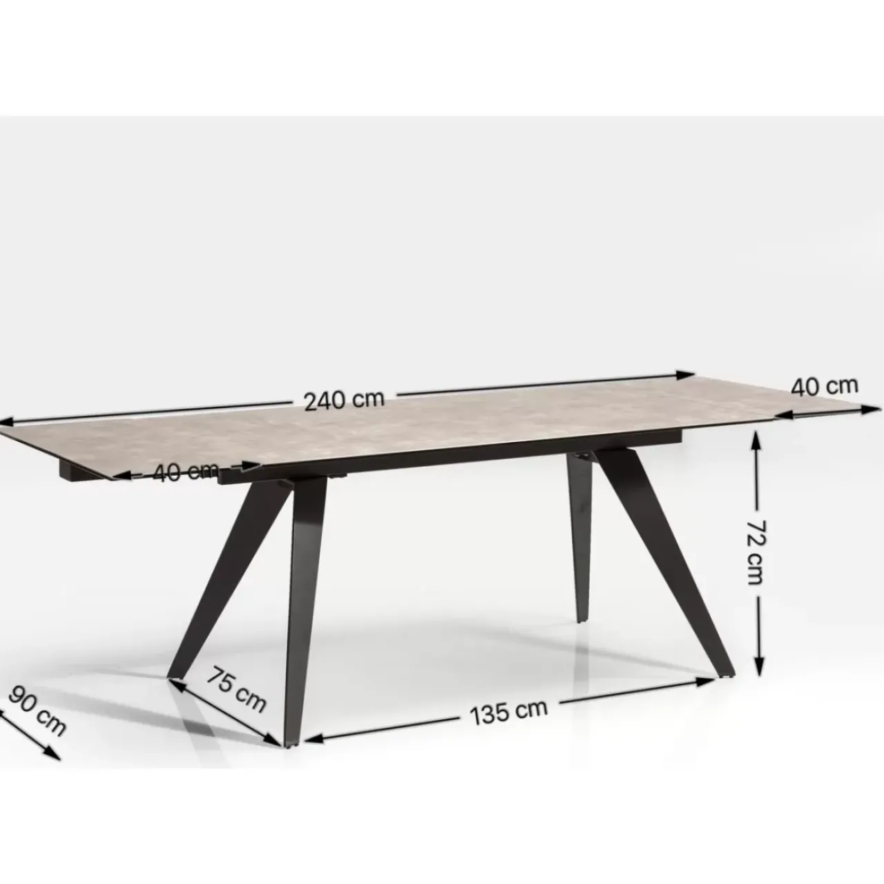 Tische|KARE Design Ausziehtisch Amsterdam Dunkel 160(40+40)X90Cm