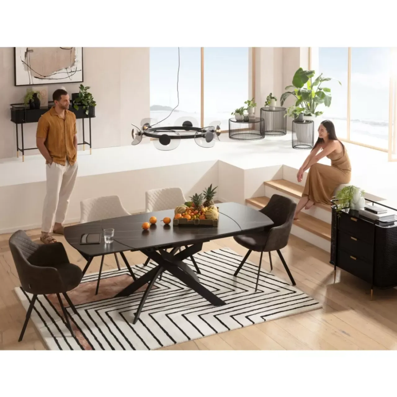 Tische|KARE Design Ausziehtisch Twist Schwarz 120(30+30)X90Cm