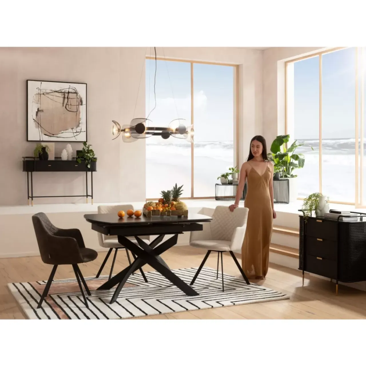 Tische|KARE Design Ausziehtisch Twist Schwarz 120(30+30)X90Cm