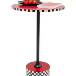 Tische|KARE Design Beistelltisch Domero Checkers Rot O40Cm