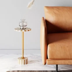 Tische|KARE Design Beistelltisch Domero Cirque Gold Weis O25Cm
