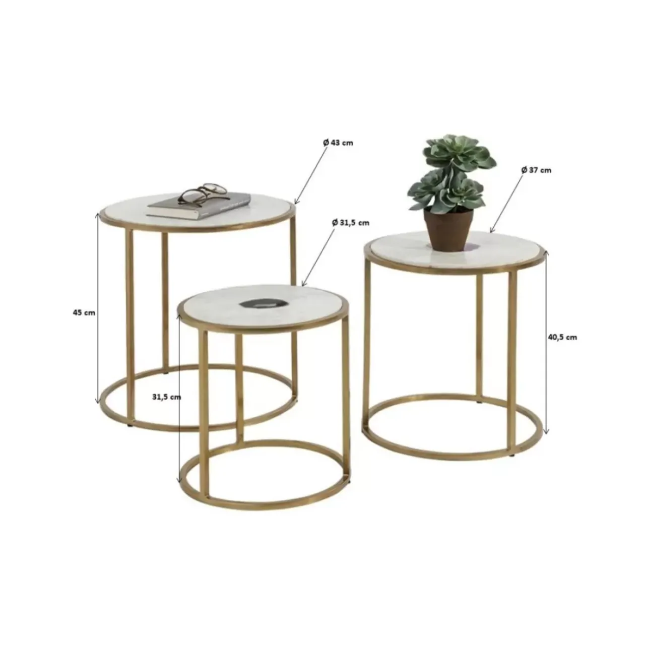 Tische|KARE Design Beistelltisch Limbo (3/Set) O45Cm