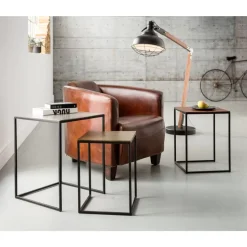 Tische|KARE Design Beistelltisch Loft Square Vintage (3/Set) 41X41Cm