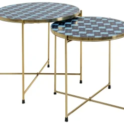 Tische|KARE Design Beistelltisch Priya Blau (2/Set)