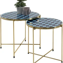Tische|KARE Design Beistelltisch Priya Blau (2/Set)