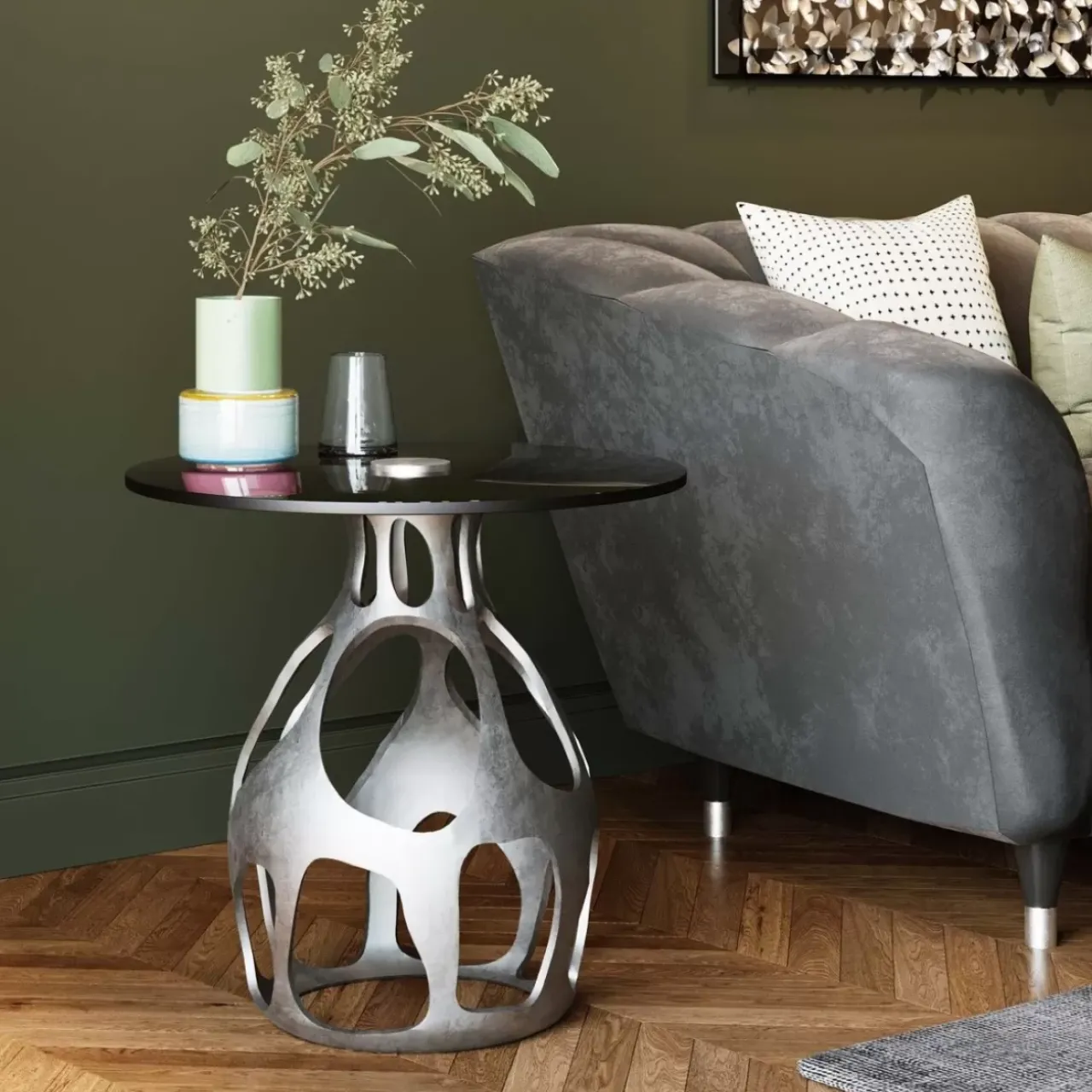 Tische|KARE Design Beistelltisch Volcano Silber O60Cm