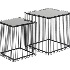 Tische|KARE Design Beistelltisch Wire Square Schwarz (2/Set) 45X45Cm