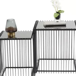 Tische|KARE Design Beistelltisch Wire Square Schwarz (2/Set) 45X45Cm