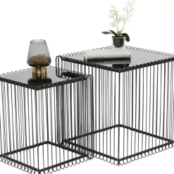 Tische|KARE Design Beistelltisch Wire Square Schwarz (2/Set) 45X45Cm