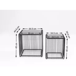 Tische|KARE Design Beistelltisch Wire Square Schwarz (2/Set) 45X45Cm