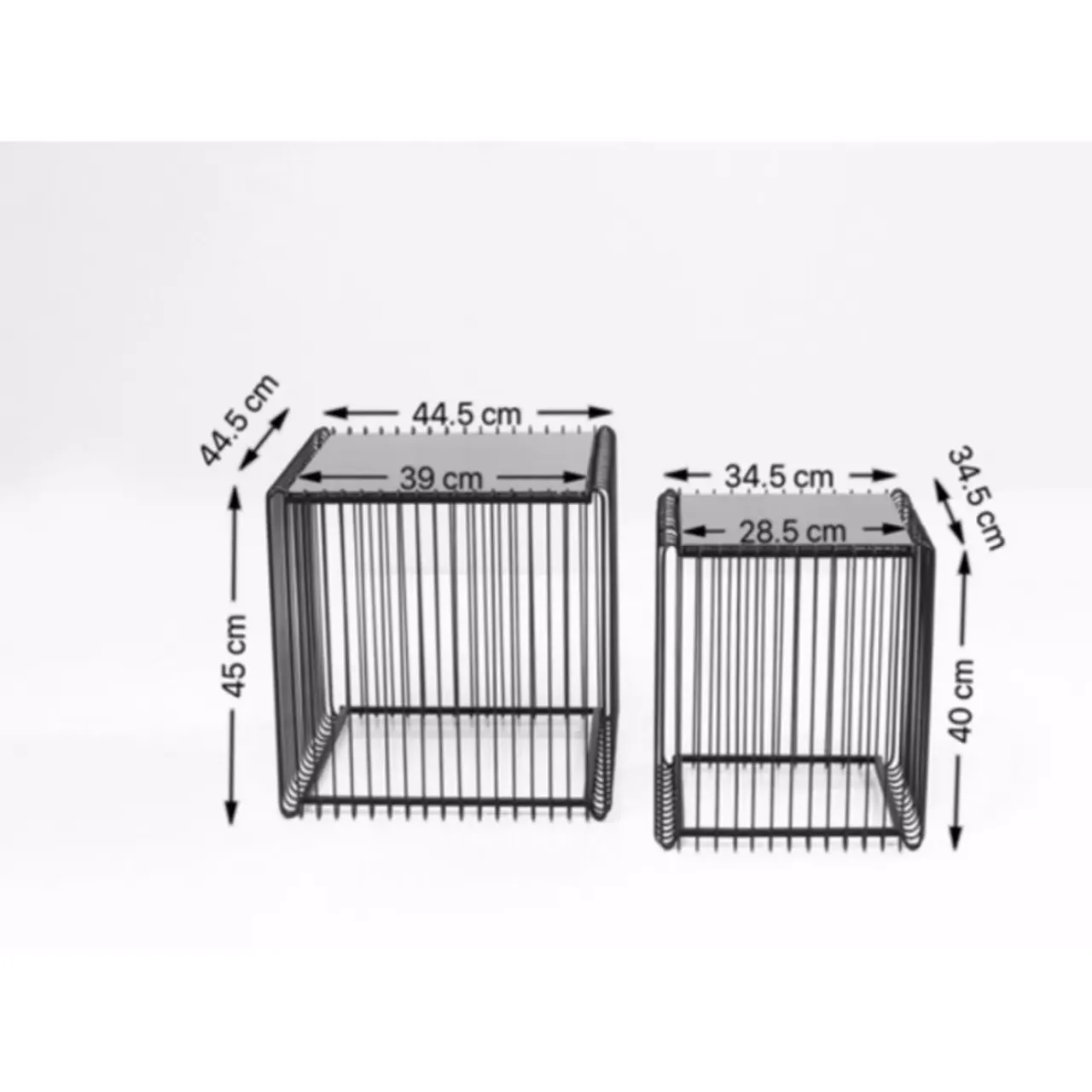 Tische|KARE Design Beistelltisch Wire Square Schwarz (2/Set) 45X45Cm