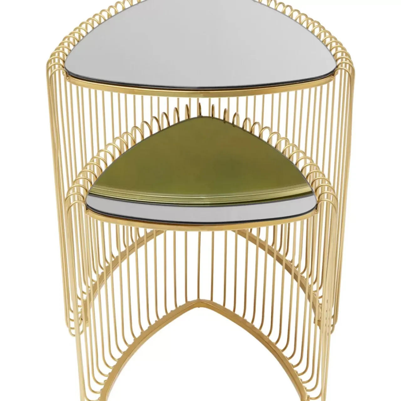 Tische|KARE Design Beistelltisch Wire Triangle Gold (2/Set)