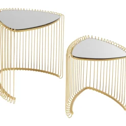 Tische|KARE Design Beistelltisch Wire Triangle Gold (2/Set)