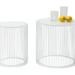 Tische|KARE Design Beistelltisch Wire White (2/Set) O44Cm