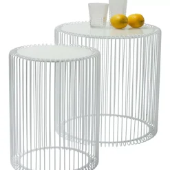 Tische|KARE Design Beistelltisch Wire White (2/Set) O44Cm