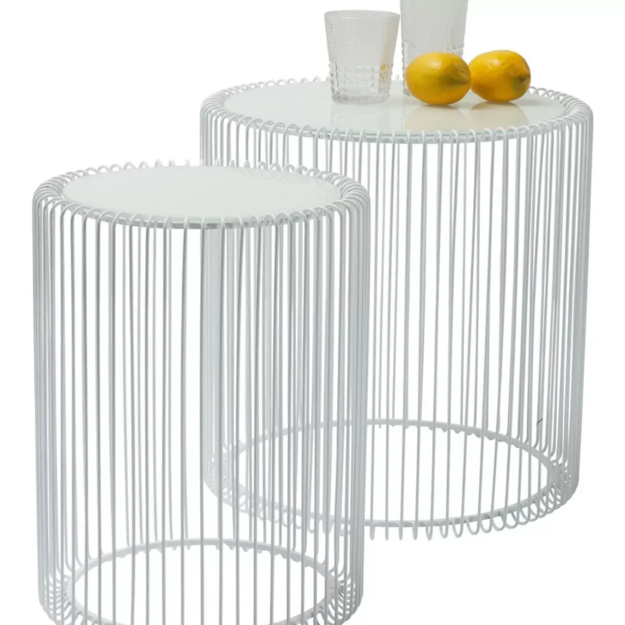 Tische|KARE Design Beistelltisch Wire White (2/Set) O44Cm
