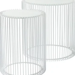 Tische|KARE Design Beistelltisch Wire White (2/Set) O44Cm