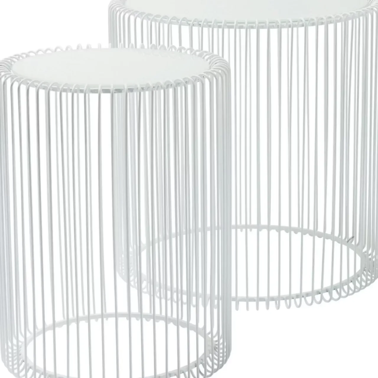 Tische|KARE Design Beistelltisch Wire White (2/Set) O44Cm