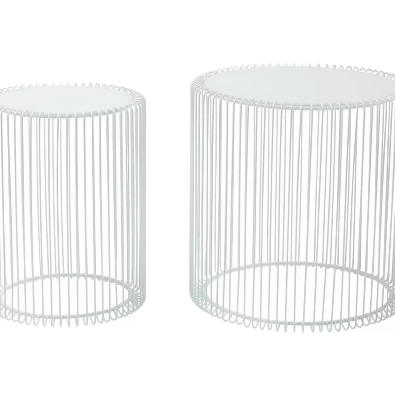 Tische|KARE Design Beistelltisch Wire White (2/Set) O44Cm