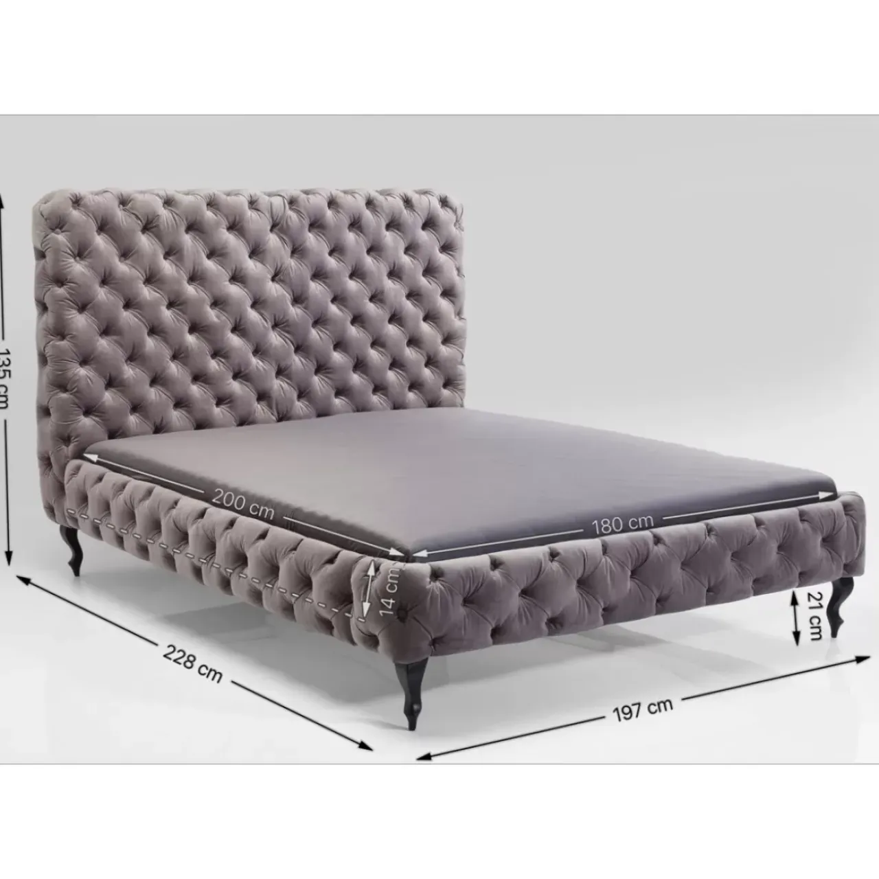 Betten|KARE Design Bett Desire Hoch Silbergrau 180X200 Cm