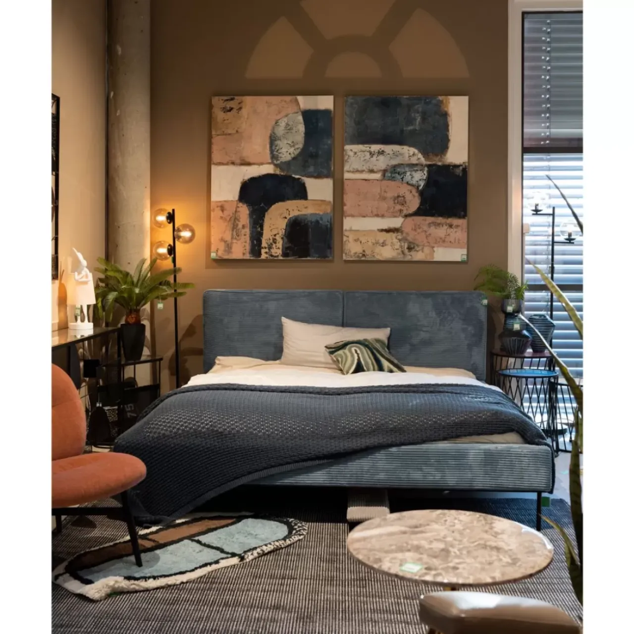 Betten|KARE Design Bett East Side Cord Blau 160X200Cm