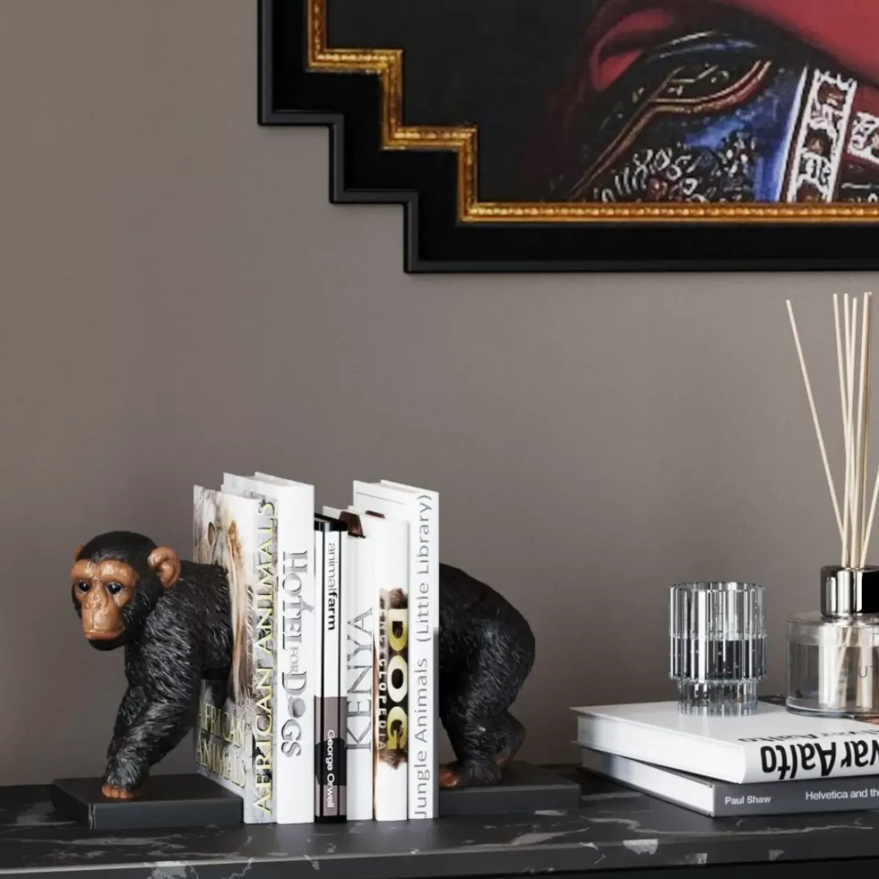 Deko & Geschenkartikel|KARE Design Buchstutze Chimp (2/Set)