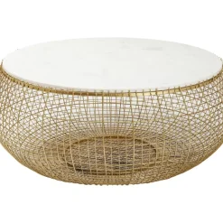 Tische|KARE Design Couchtisch Cesta Marmor Gold O100Cm