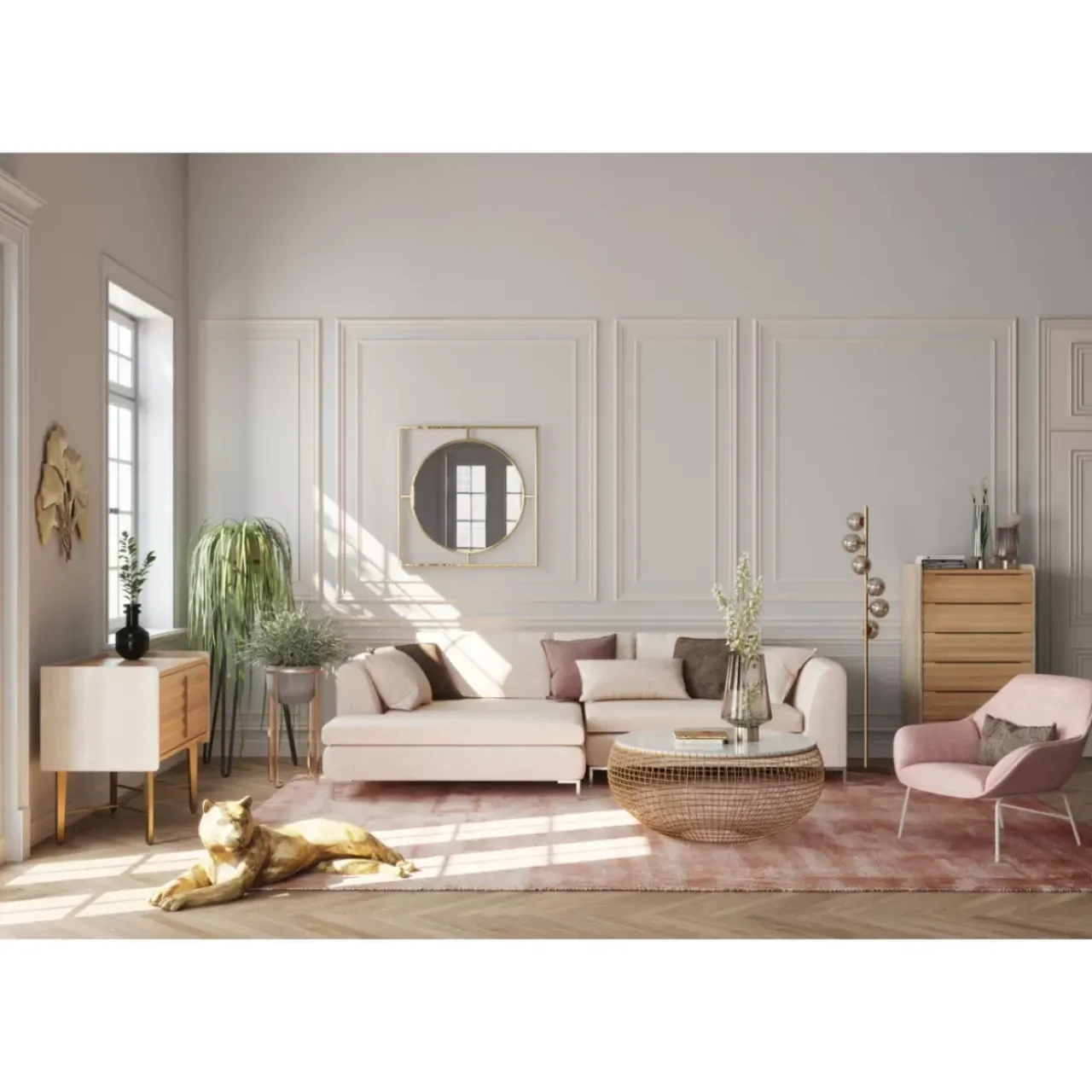 Tische|KARE Design Couchtisch Cesta Marmor Gold O100Cm