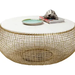 Tische|KARE Design Couchtisch Cesta Marmor Gold O100Cm