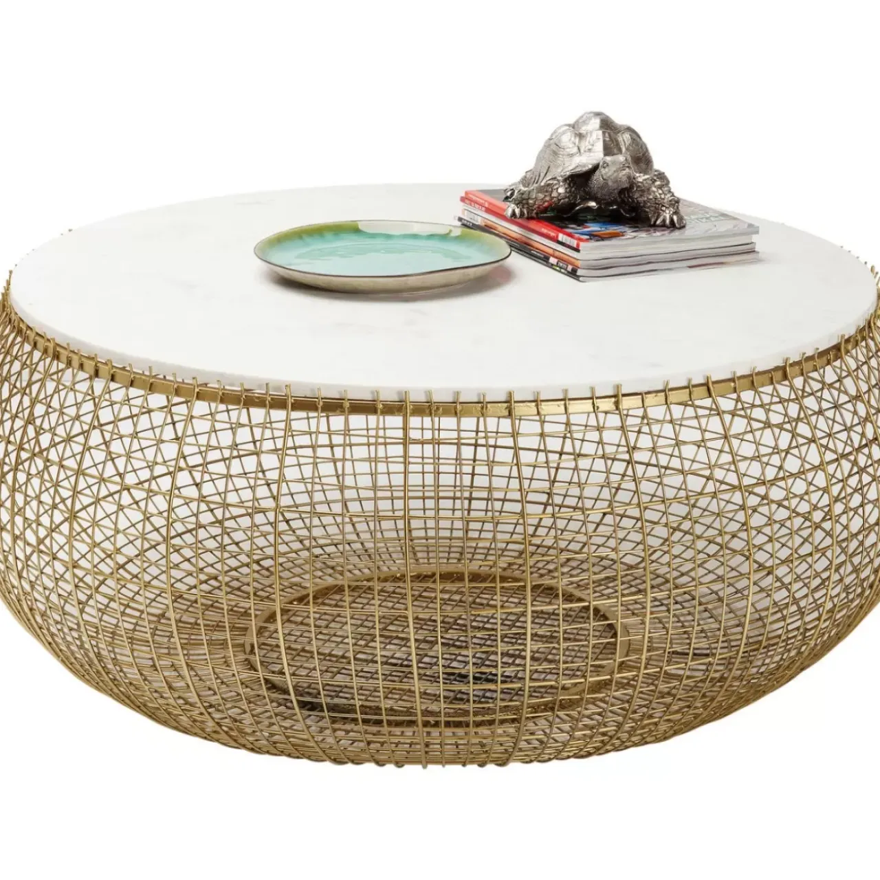 Tische|KARE Design Couchtisch Cesta Marmor Gold O100Cm
