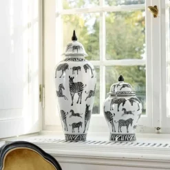Vasen|KARE Design Deckelvase Zebra