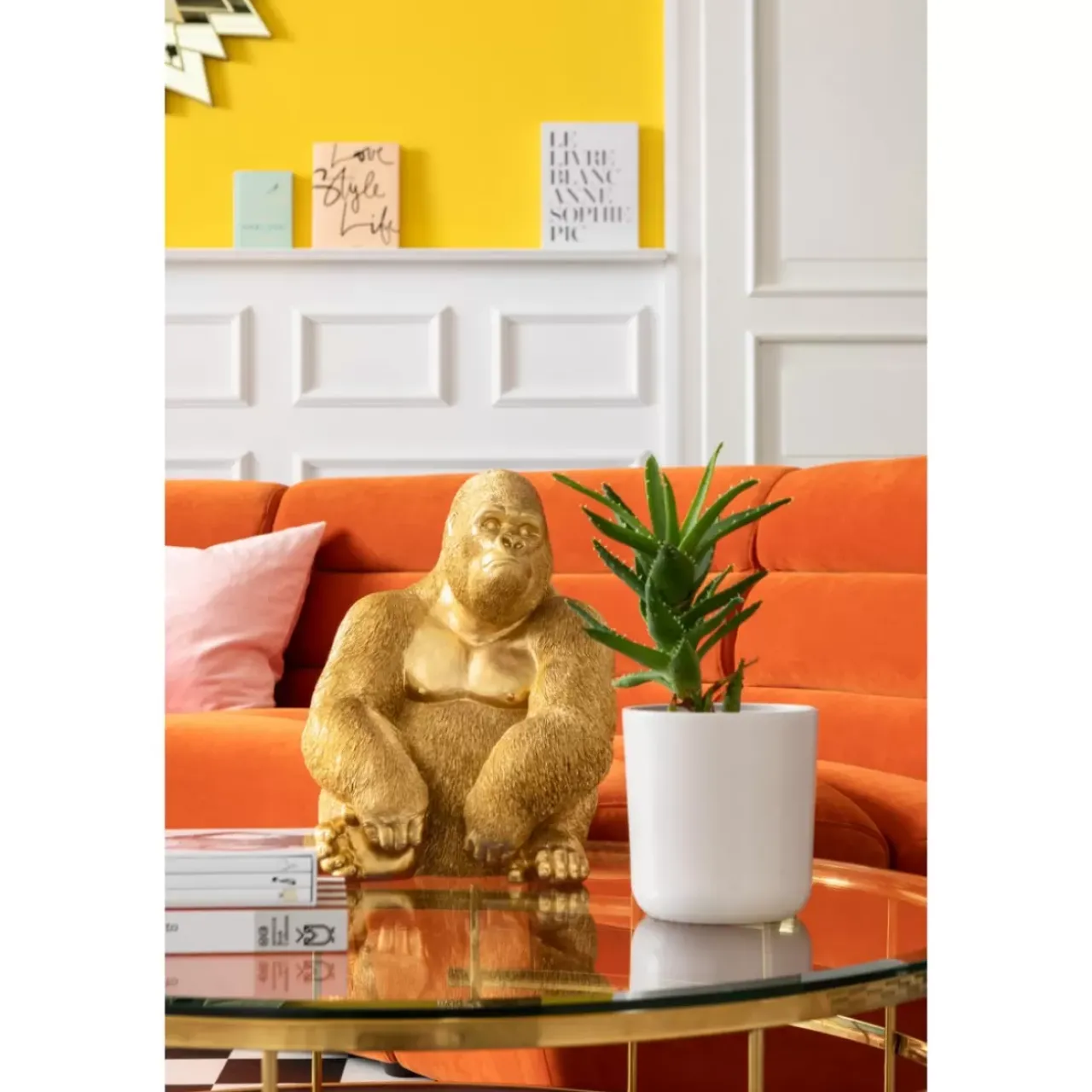 Deko & Geschenkartikel|KARE Design Deko Figur Monkey Gorilla Side Medium Gold