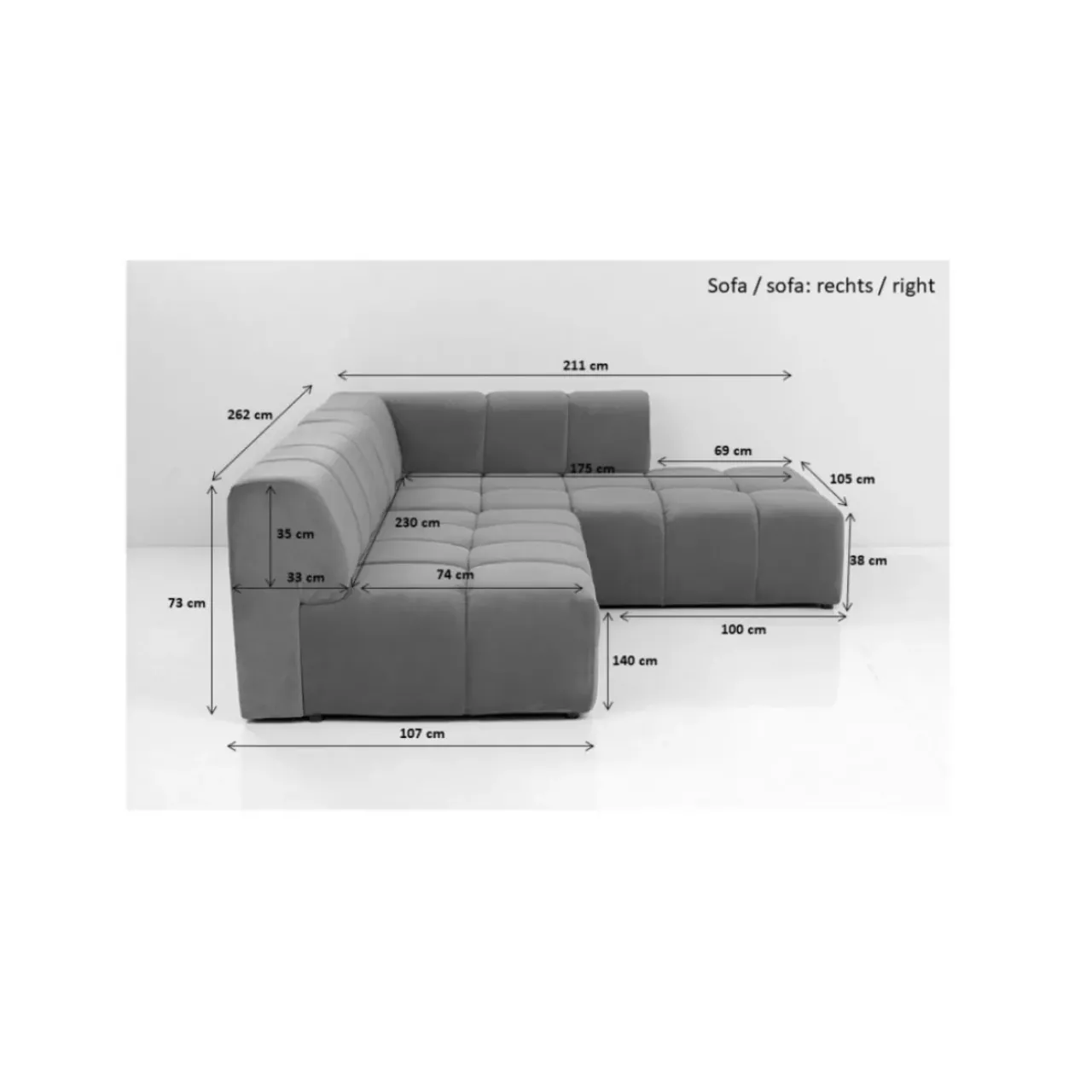 Sofas & Couches|KARE Design Ecksofa Belami Grau Rechts
