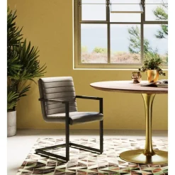 Stühle|KARE Design Freischwinger Lola Leder Grau