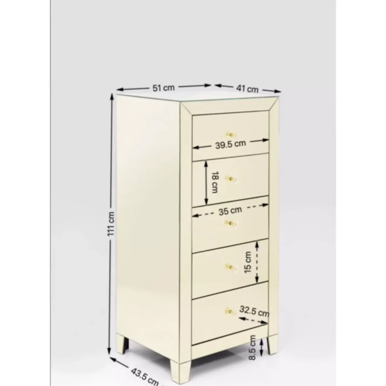 Kommoden & Sideboards|KARE Design Hochkommode Luxury Champagne 5 Schube