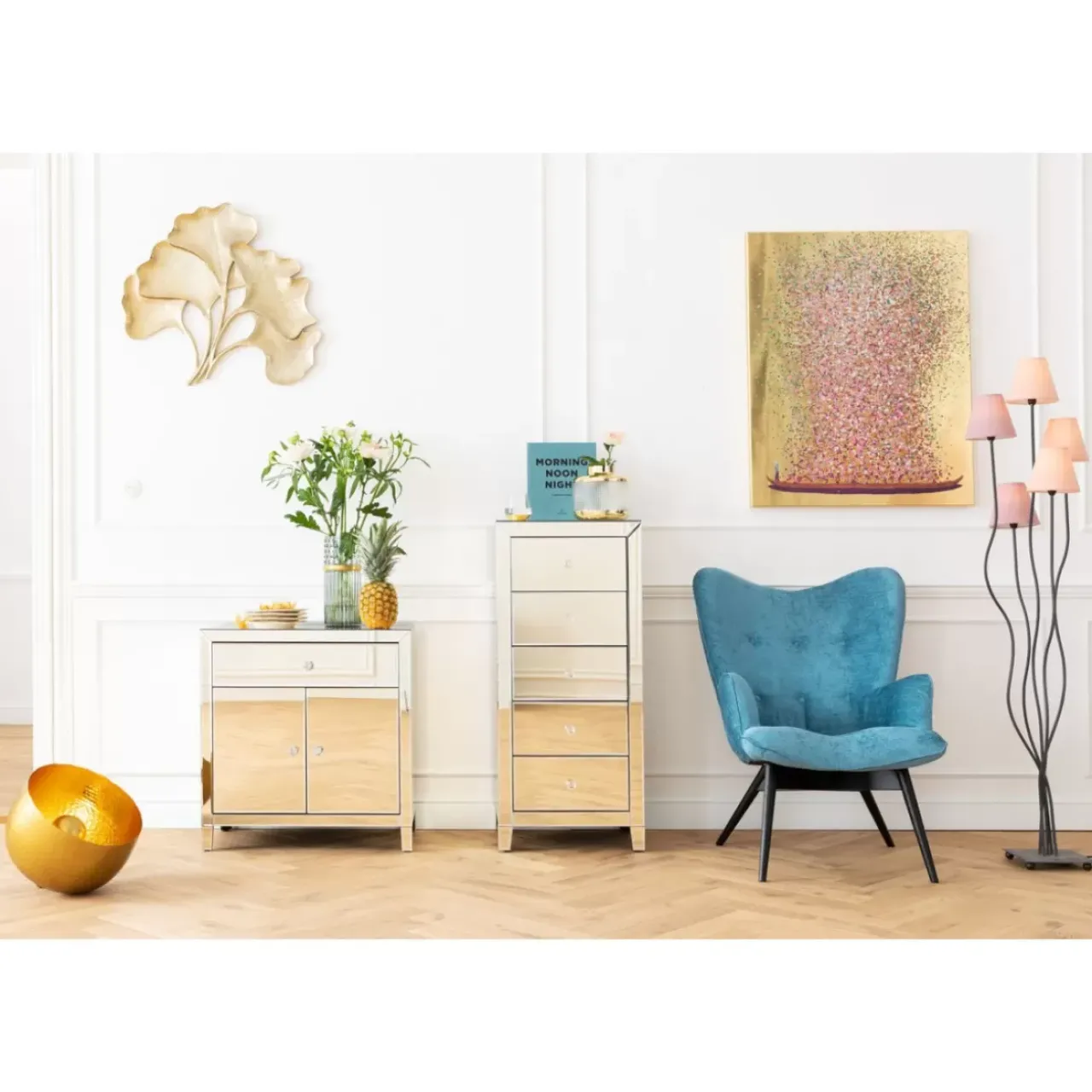 Kommoden & Sideboards|KARE Design Hochkommode Luxury Champagne 5 Schube