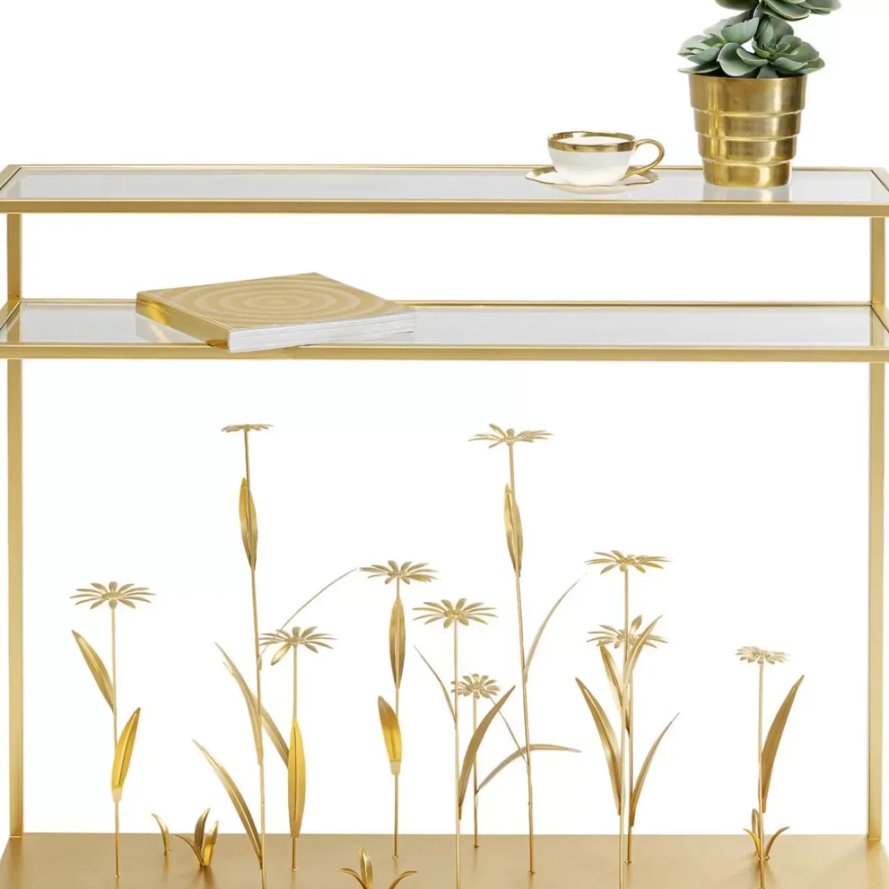 Kommoden & Sideboards|KARE Design Konsole Flower Meadow Gold 100