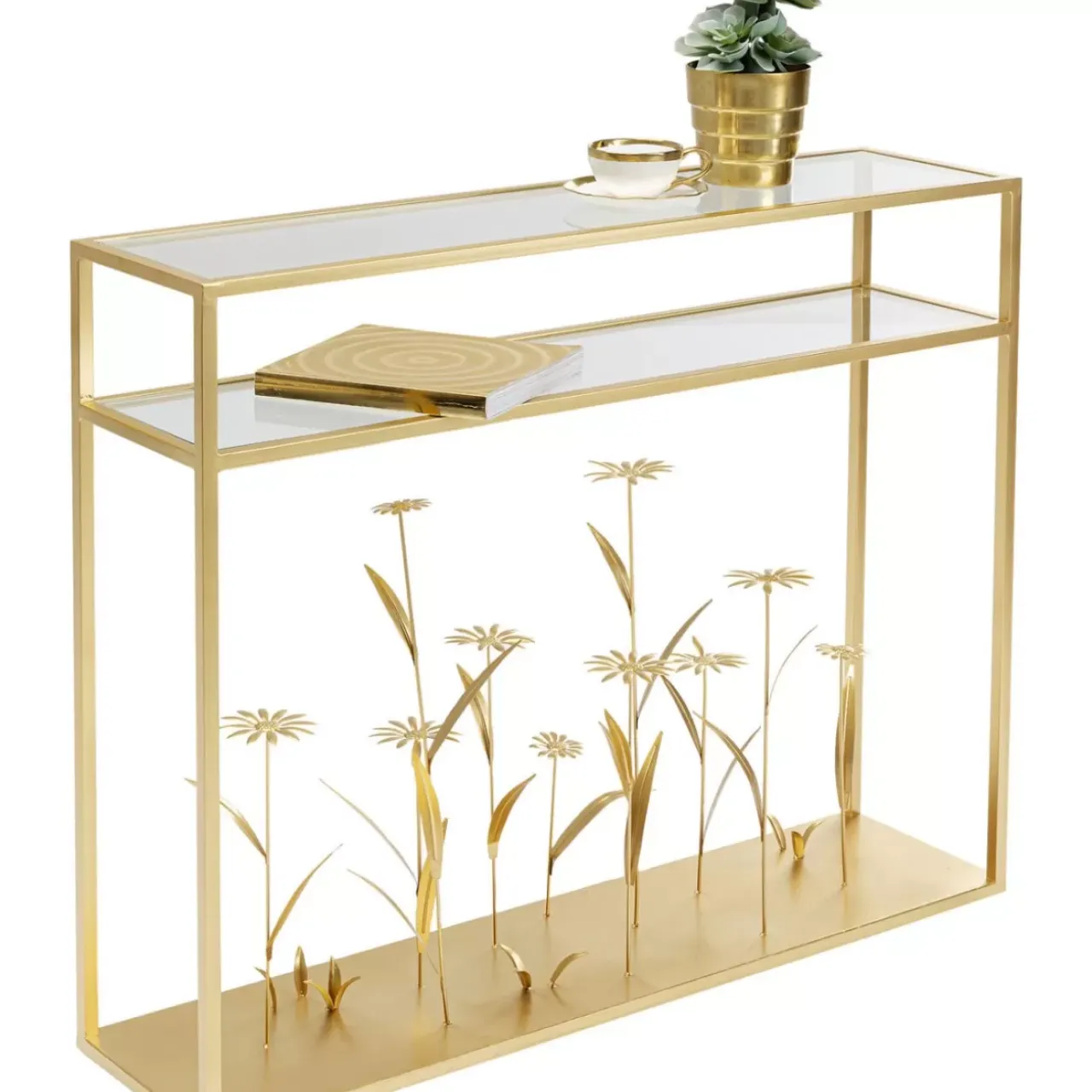 Kommoden & Sideboards|KARE Design Konsole Flower Meadow Gold 100