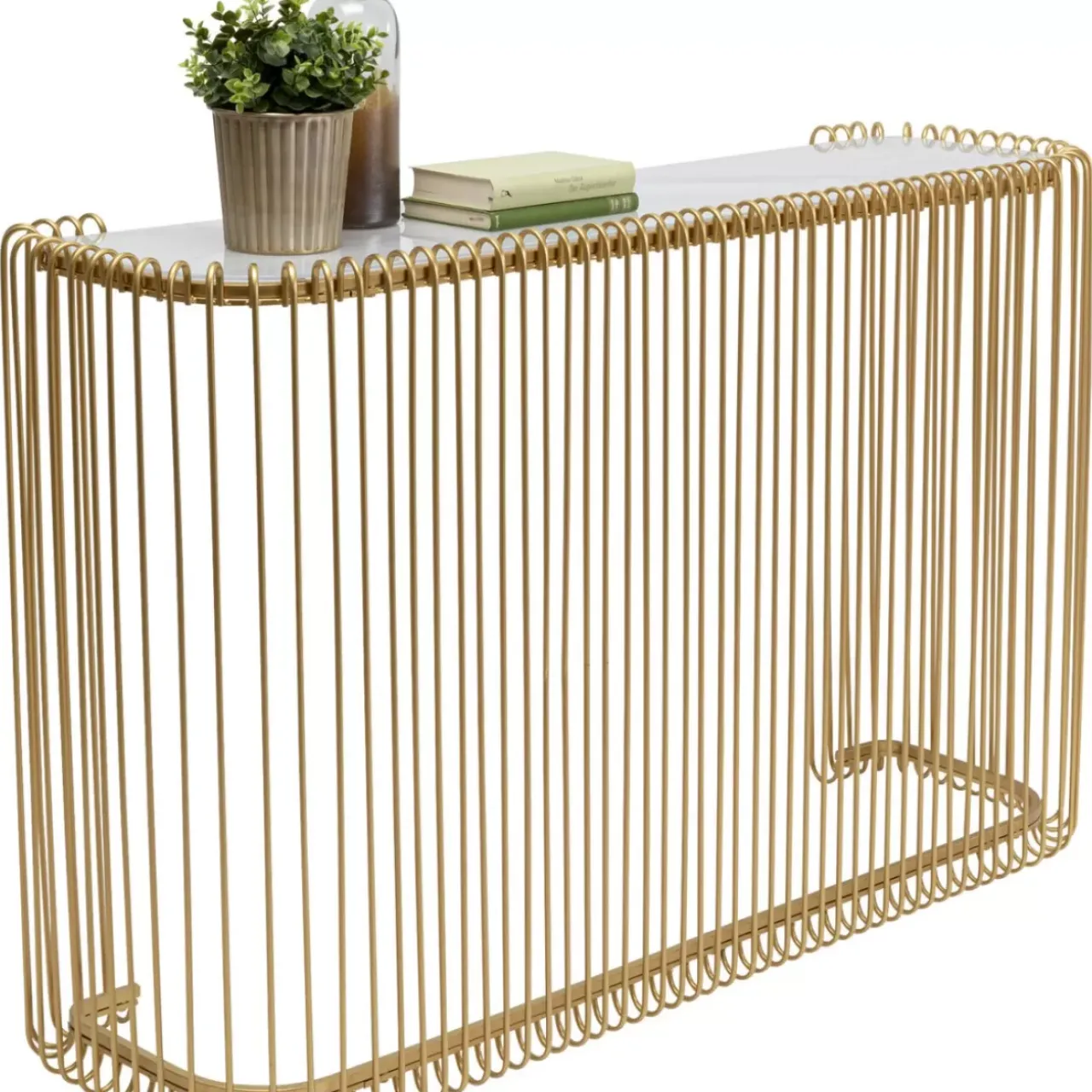 Kommoden & Sideboards|KARE Design Konsole Wire Glas Marble Gold 142X89Cm