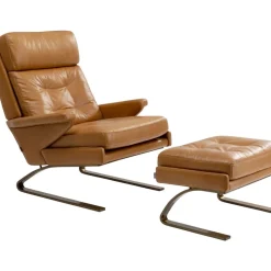 Sessel|KARE Design Sessel Mit Hocker Breno Braun
