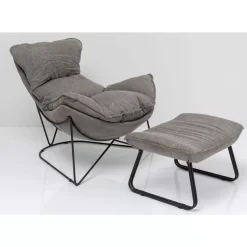 Sessel|KARE Design Sessel Mit Hocker Snuggle Grau (2/Tlg)