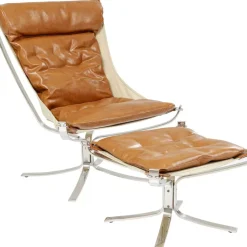 Sessel|KARE Design Sessel Mit Hocker Washington Braun