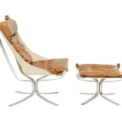 Sessel|KARE Design Sessel Mit Hocker Washington Braun
