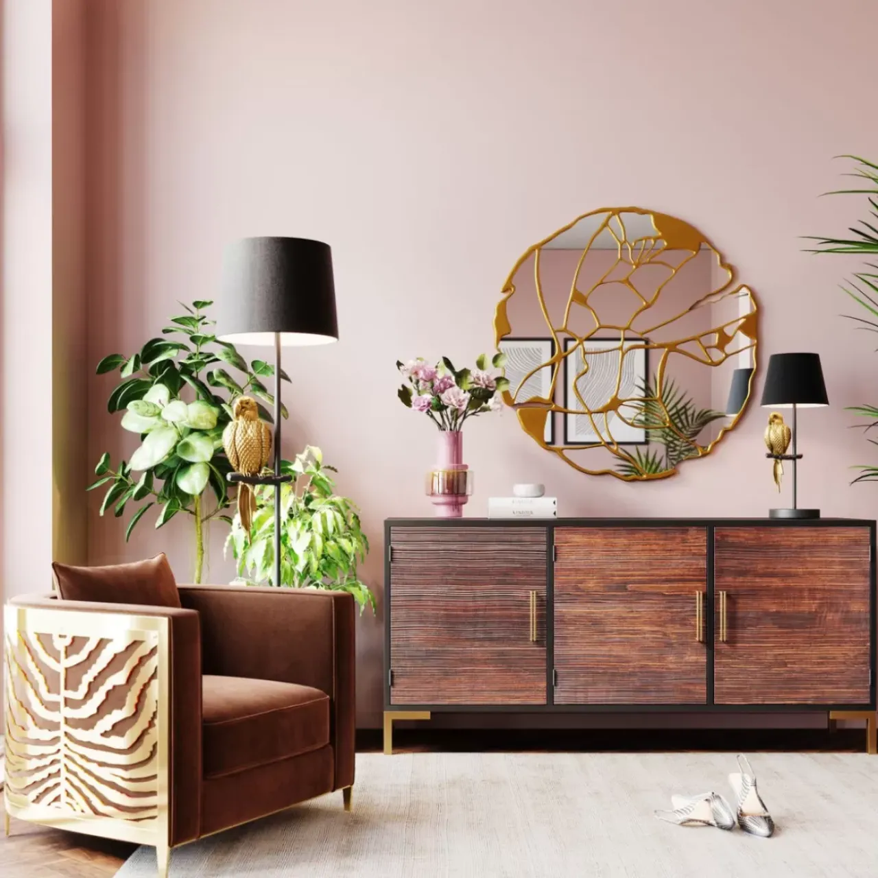 Tischleuchten|KARE Design Tischleuchte Animal Parrot Gold 56Cm