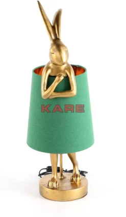 Tischleuchten|KARE Design Tischleuchte Animal Rabbit Gold/Grun 68Cm