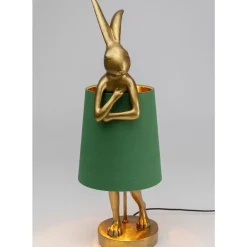 Tischleuchten|KARE Design Tischleuchte Animal Rabbit Gold/Grun 68Cm