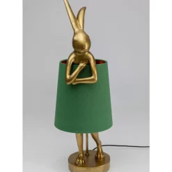 Tischleuchten|KARE Design Tischleuchte Animal Rabbit Gold/Grun 68Cm