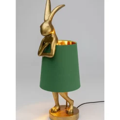 Tischleuchten|KARE Design Tischleuchte Animal Rabbit Gold/Grun 68Cm