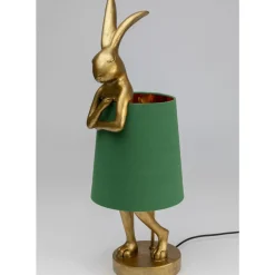 Tischleuchten|KARE Design Tischleuchte Animal Rabbit Gold/Grun 68Cm