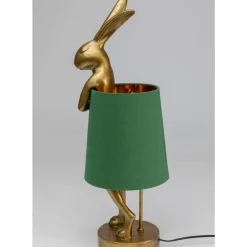 Tischleuchten|KARE Design Tischleuchte Animal Rabbit Gold/Grun 68Cm